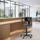Schwarzer Counterstuhl TOP WORK B1 mit Fußring und Rollen von hjh OFFICE