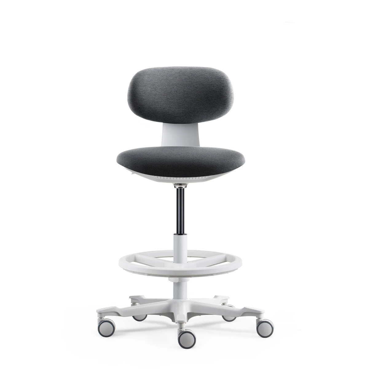Dunkelgrauer Arbeitsstuhl WORK MF2 W mit Fußring und fünf Rollen von hjh OFFICE