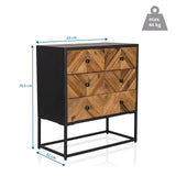 Maßansicht des Sideboards SANTJAGO BLACK SUN L mit 63 × 32 cm und einer Höhe von 70,5 cm von hjh LIVING