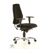 Schwarzer Profi-Bürostuhl SITNESS 30 mit Armlehnen und einem Fußkreuz mit fünf Rollen von Topstar – 360-Grad-Ansicht (schräge Frontansicht 60°)