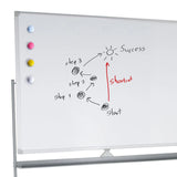 Beschreibbare Oberfläche des Whiteboards MULTIBOARD I mit vier farbigen Magneten und handschriftlichen Notizen von hjh OFFICE