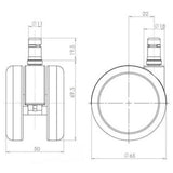 Technische Zeichnung der Stuhlrolle 5x ROLO LUX 11mm/65mm mit einem Durchmesser von 65 mm von hjh OFFICE