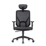 Homeoffice-Bürostuhl BLACORE in Schwarz mit Netzrückenlehne, Kopfstütze und verstellbaren Armlehnen von MyBuero