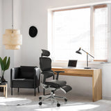 Luxus-Chefsessel ERGOHUMAN PLUS LEGPRO GEN2 in schwarzem Leder mit ausziehbarer Fußstütze von hjh OFFICE