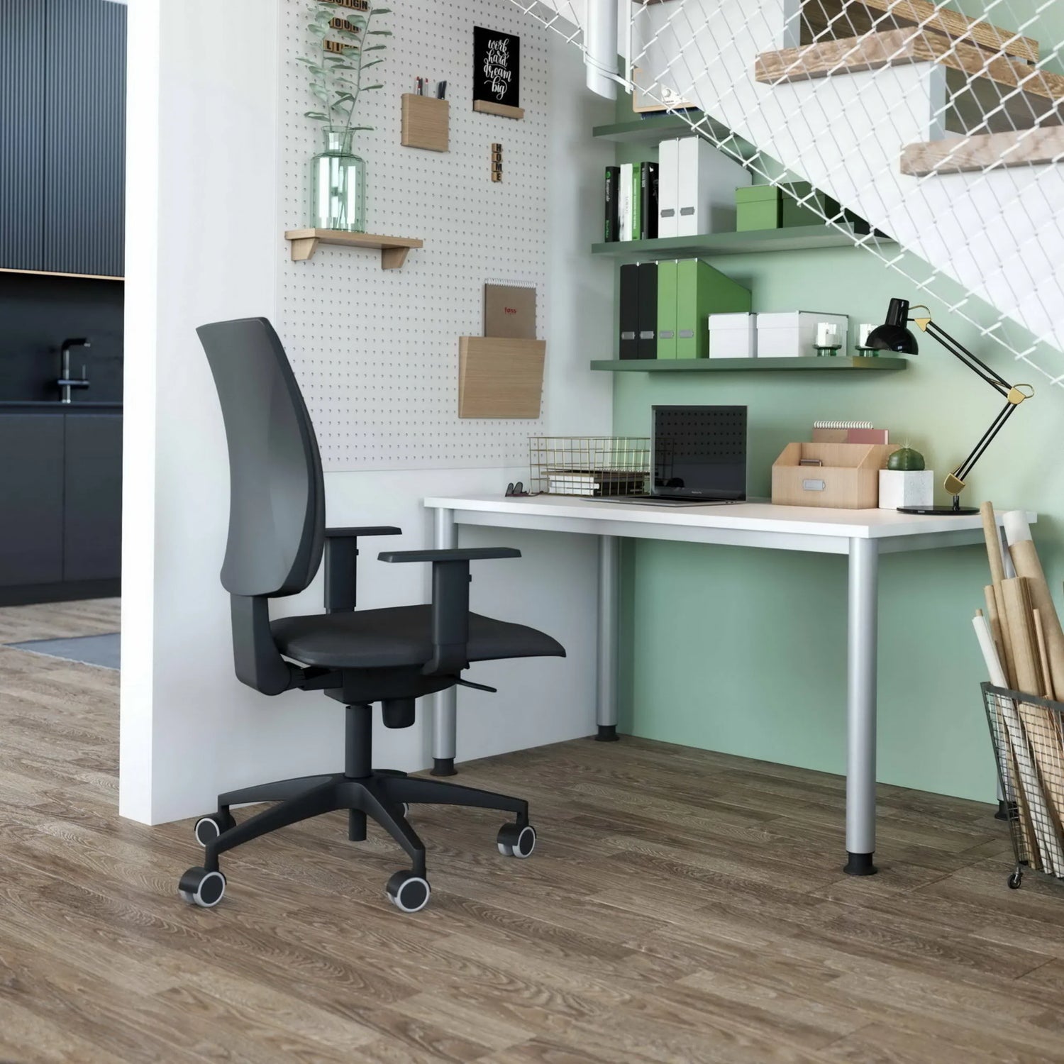 Höhenverstellbarer Schreibtisch HILO 612 S in Weiß und Silber mit Maßen 120 x 67 cm von hjh OFFICE PRO