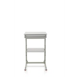 Grauer Stehschreibtisch WORKSTATION mit Ablagefläche und vier Rollen von hjh OFFICE – 360-Grad-Ansicht (Frontansicht 0°)