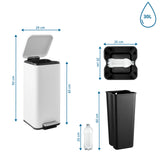 Technische Zeichnung des Mülleimers Clean Square mit 92 cm Höhe und 30 l Volumen von hjh OFFICE