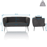 Maßzeichnung des Loungesofas HAYRIVER mit einer Breite von 140 cm und einer Tiefe von 73 cm von hjh LIVING
