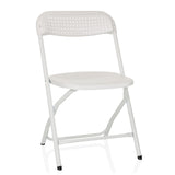 Weißer Outdoor-Stuhl TUDELA XXL PRO W mit perforierter Sitz- und Rückenfläche von hjh OFFICE – 360-Grad-Ansicht (Frontansicht 15°)