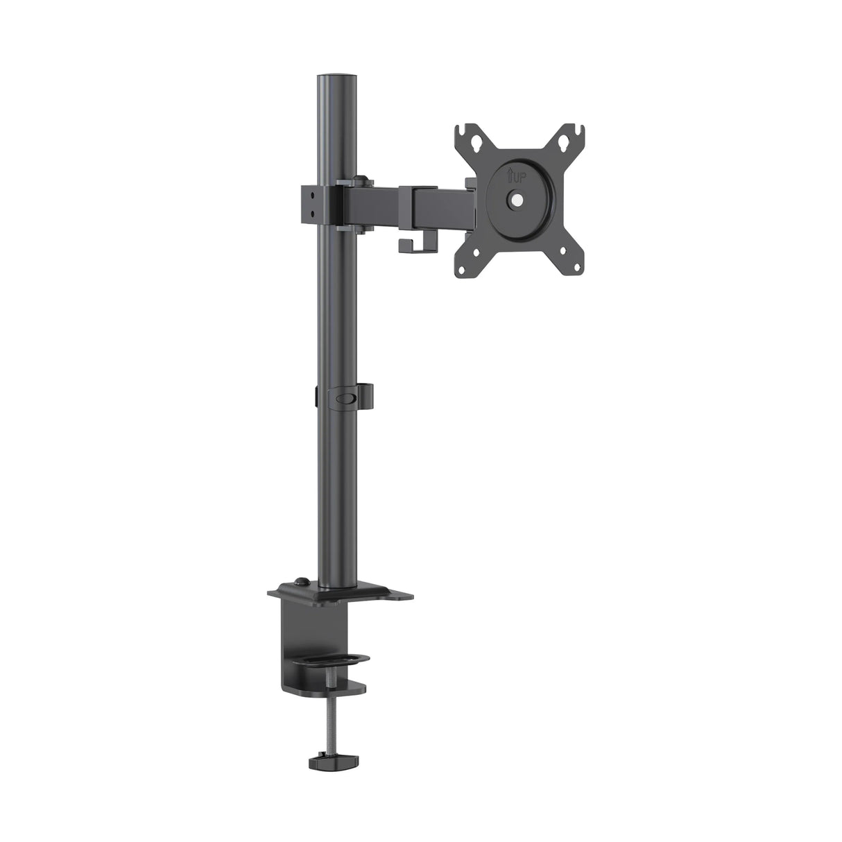 Schwarze Monitorhalterung Ergomount M1 mit höhenverstellbarem Mast und VESA-Platte von hjh OFFICE
