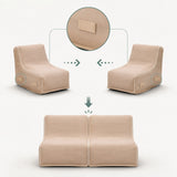 Klettverschluss zur Verbindung zweier beiger Luftsofas Sitzolo Air von hjh LIVING