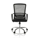 Schwarzer Homeoffice-Bürostuhl STAR-TEC S mit Netzrücken und Fußkreuz mit fünf Rollen von hjh OFFICE – 360-Grad-Ansicht (Frontansicht 0°)