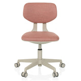 Rosa Kinderdrehstuhl KIDDY CLASSIC mit gepolsterter Sitzfläche und Fußkreuz mit fünf Rollen von hjh OFFICE – 360-Grad-Ansicht (Frontansicht 0°)