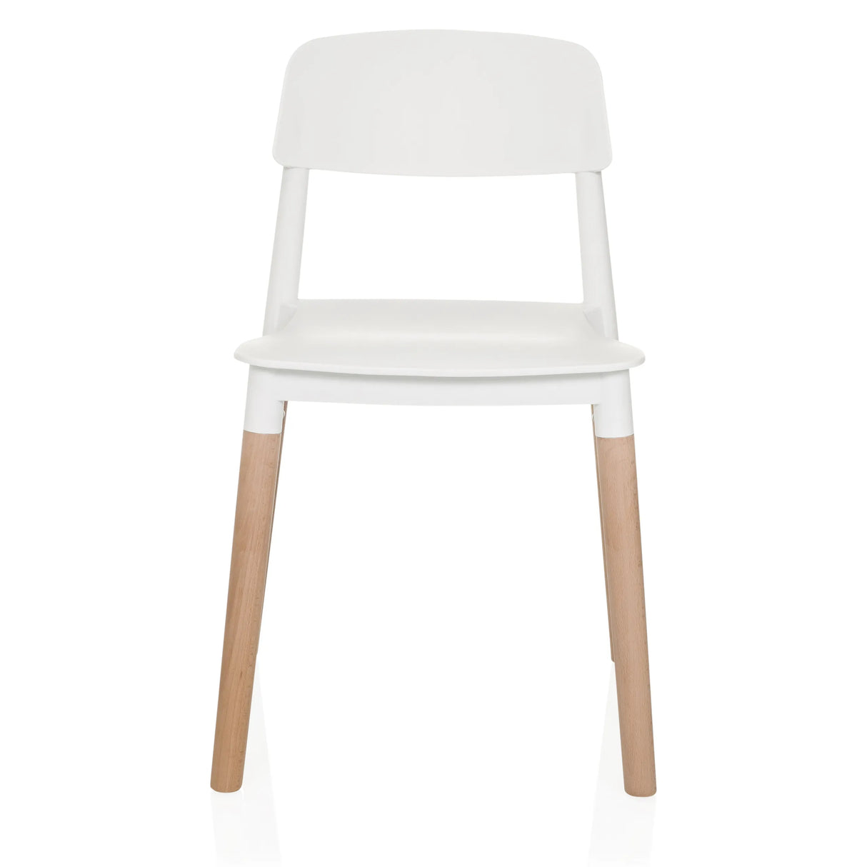Weißer Vierfußstuhl SCANDI E mit Holzbeinen von hjh LIVING – 360-Grad-Ansicht (Frontansicht 0°)