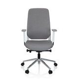 Grauer Profi-Bürostuhl CHIARO T4 WHITE mit Armlehnen und einem Fußkreuz mit fünf Rollen von hjh OFFICE – 360-Grad-Ansicht (Frontansicht 0°)
