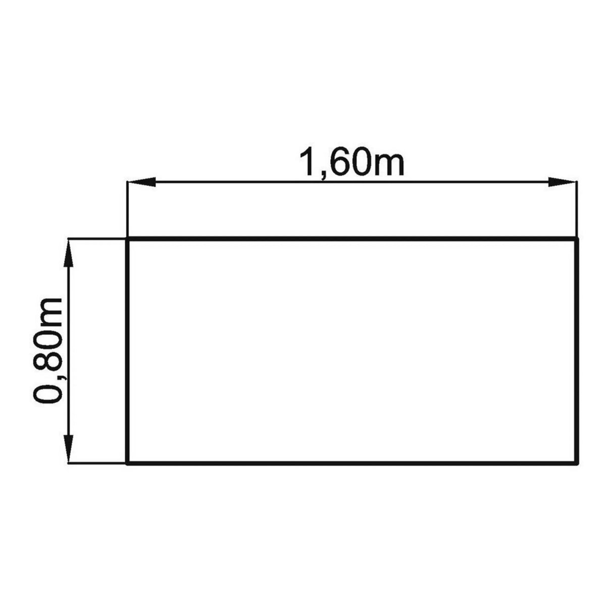 Technische Zeichnung des Schreibtischs XTRA XB 16 WW mit 1,60 × 0,80 m von hjh OFFICE PRO