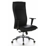 Schwarzer Luxus-Chefsessel MURANO 20 mit Armlehnen und Fußkreuz mit fünf Rollen von hjh OFFICE – 360-Grad-Ansicht (schräge Frontansicht 40°)