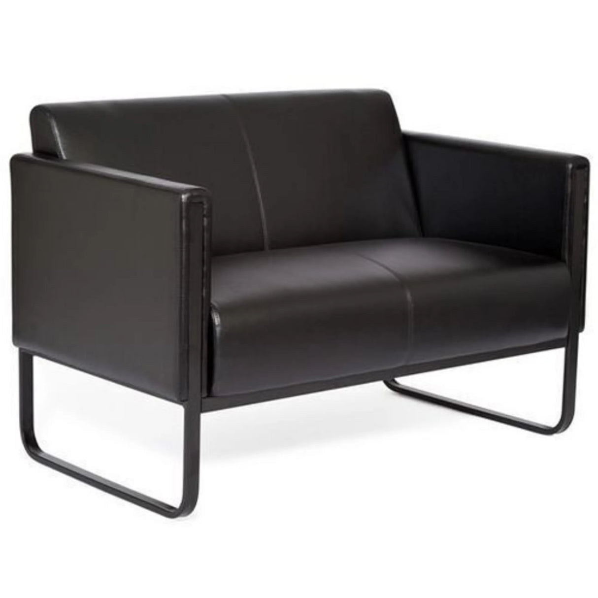 Schwarzes Loungesofa BALI BLACK als Zwei-Sitzer mit Metallgestell von hjh OFFICE