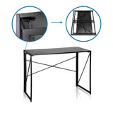 Klappmechanismus und zusammengeklappte Ansicht des Klappschreibtisches EASY UP MULTI von hjh OFFICE