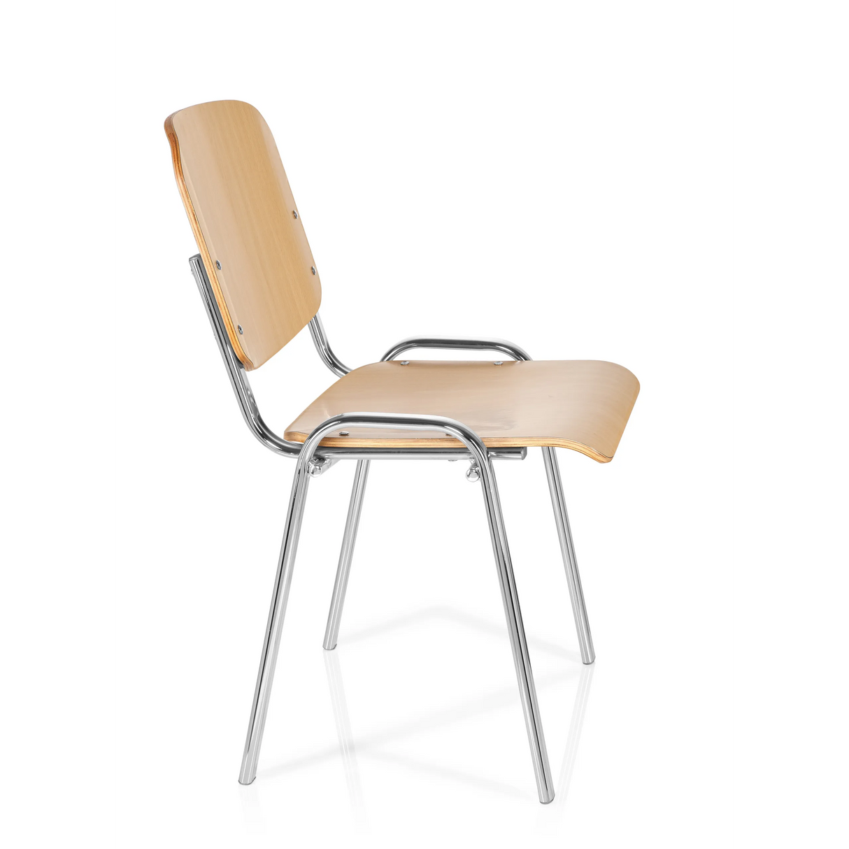 Vierfußstuhl XT 600 C H in Buche mit Gestell aus Chrom von hjh OFFICE – 360-Grad-Ansicht (Seitenprofil 80°)