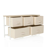 Beige Kommode FOLDAR mit fünf Stoffschubladen und weißem Metallgestell von hjh LIVING