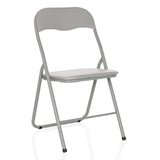 Grauer Klappstuhl TUDELA BASIC mit gepolsterter Sitzfläche und Rückenlehne von hjh OFFICE – 360-Grad-Ansicht (schräge Frontansicht 30°)