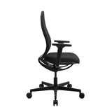 Rückansicht des Profi-Bürostuhls Soft Sitness Art in Schwarz mit Rollenkreuz und Armlehnen von Topstar