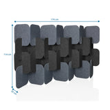 Maßzeichnung der Trennwand FLEXMIUT PLUG mit 174 x 114 cm in Grau und Dunkelgrau von hjh OFFICE