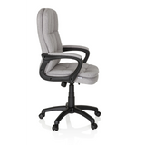 Grauer Home-Office-Chefsessel RELAX CX 120 mit gestepptem Bezug und Fußkreuz mit fünf Rollen von MyBuero – 360-Grad-Ansicht (Seitenprofil 80°)