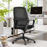 Schwarzer Homeoffice-Bürostuhl Explorer mit Netzrückenlehne und Armlehnen von MyBuero