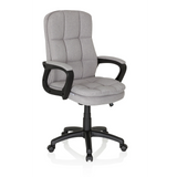 Grauer Home-Office-Chefsessel RELAX CX 120 mit gestepptem Bezug und Fußkreuz mit fünf Rollen von MyBuero – 360-Grad-Ansicht (schräge Frontansicht 40°)
