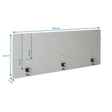 Maßzeichnung der Tischtrennwand FLEXMIUT D 180 mit 180 × 62 cm von hjh OFFICE