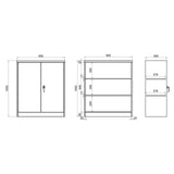 Technische Zeichnung des Aktenschranks COLOR AS 105 mit 900 × 1050 mm von hjh OFFICE