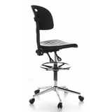 Schwarzer Counterstuhl TOP WORK 23 mit Fußring und Fußkreuz mit fünf Rollen von hjh OFFICE – 360-Grad-Ansicht (schräge Rückenansicht 120°)