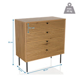 Maßzeichnung der Kommode LINNO K mit 80 x 40 cm und einer Höhe von 85 cm von hjh LIVING