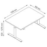 Technische Zeichnung des Schreibtischs XDLR 12 W mit 1200 × 800 mm von hjh OFFICE PRO
