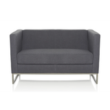 Dunkelgraues Loungesofa BARBADOS als Zwei-Sitzer mit Metallgestell von hjh OFFICE – 360-Grad-Ansicht (Frontansicht 0°)