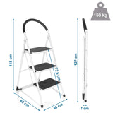 Maßansicht der Klappleiter SOLID W2 mit einer Höhe von 118 cm und 150 kg Traglast von hjh OFFICE