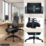 Höhenverstellbare Funktionen des Profi-Bürostuhls Verviq in Schwarz von hjh OFFICE (KI-generiertes Bild)