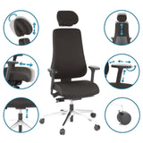 Profi-Bürostuhl PRO-TEC 400 in Schwarz mit verschiedenen Verstellmöglichkeiten von hjh OFFICE