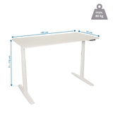 Maßzeichnung des elektrisch höhenverstellbaren Schreibtischs STAND PRO mit 140 × 70 cm von hjh OFFICE