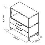 Technische Zeichnung des Sideboards FlexWall mit 800 × 417 mm von hjh OFFICE PRO