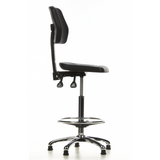 Schwarzer Counterstuhl TOP WORK 11 mit Fußring und fünfstrahligem Fußkreuz von hjh OFFICE – 360-Grad-Ansicht (Seitenprofil 80°)