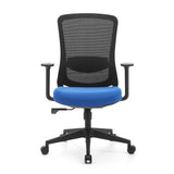 Blau-schwarzer Homeoffice-Bürostuhl Sedito mit Netzrücken und Fußkreuz mit fünf Rollen von hjh OFFICE – 360-Grad-Ansicht (Frontansicht 0°)