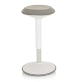 Weiße Stehhilfe BALANCE SIT III W mit grauer Sitzfläche und rundem Standfuß von hjh OFFICE – 360-Grad-Ansicht (Frontansicht 0°)