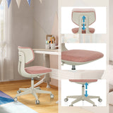 Höhenverstellbare Rückenlehne und Sitzfläche des Kinderdrehstuhls KID CLASSIC in Rosa von hjh OFFICE