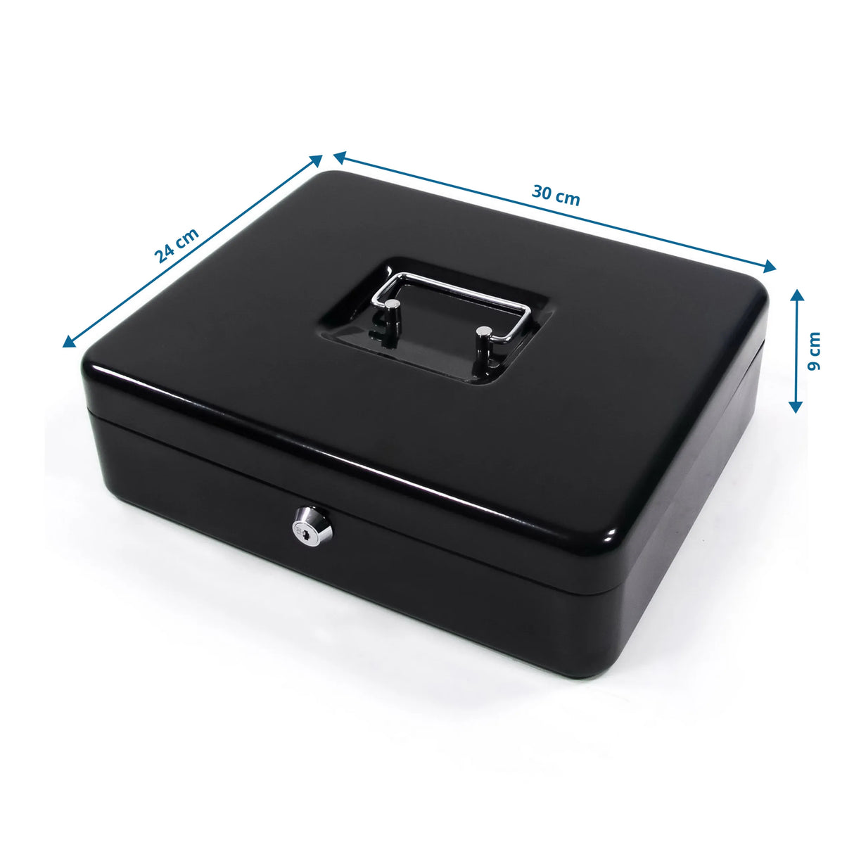 Maßansicht der Geldkassette SAFE in Schwarz mit 30 × 24 cm von hjh OFFICE