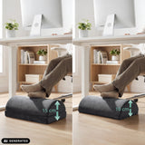 Höhenvergleich der Fußablage Podi Velvet 1 mit 10 cm und 15 cm von hjh OFFICE (KI-generiertes Bild)