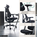 4D-Armlehnen des High-End-Bürostuhls LiberNovo Omni in Schwarz von Libernovo (KI-generiertes Bild)
