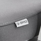 Markenetikett am grauen Stoffbezug des Profi-Bürostuhls Ergomy WF 2 von hjh OFFICE
